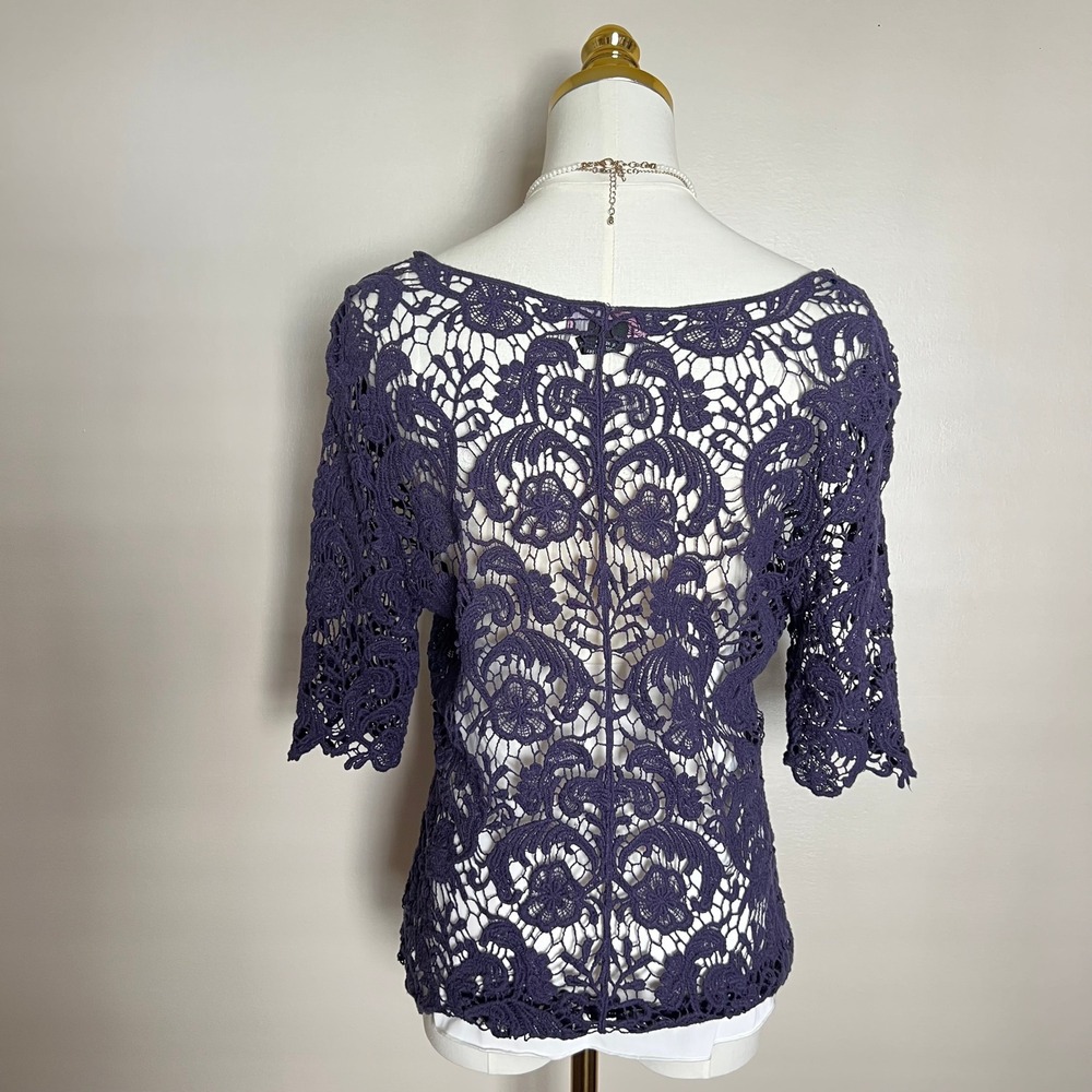 Crochet Lace blouse button down size M coquette cottagecore boho balletcore - Picture 3 of 7